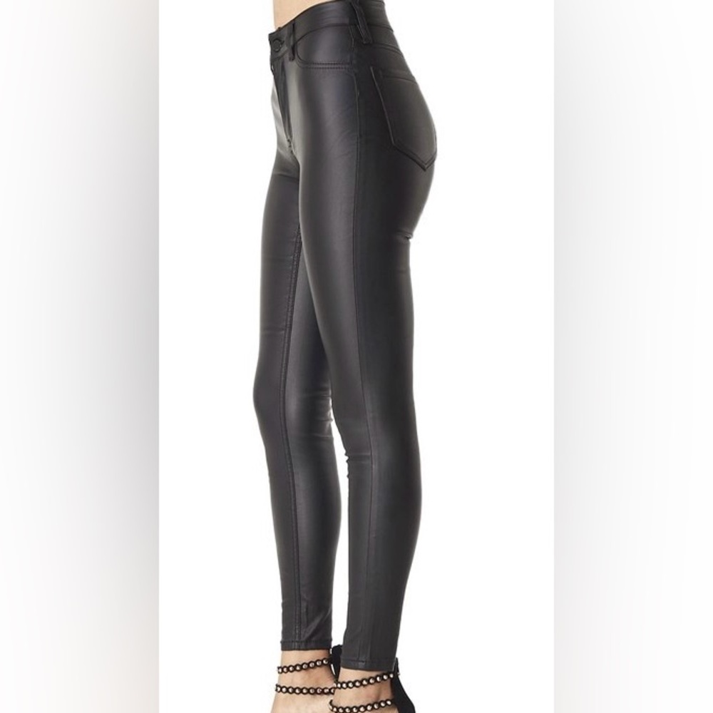 Women's Black Faux Leather Pants - Picture 3 of 3
